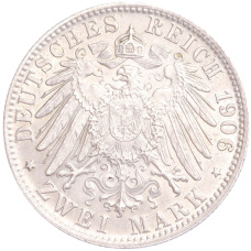 Монета 2 марки 1906 года D Германия (Бавария) (реверс)