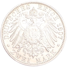 Монета 2 марки 1907 года G Германия (Баден) (реверс)