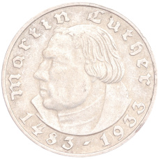 Монета 2 рейхсмарки 1933 года A Германия «450 лет со дня рождения Мартина Лютера» (аверс)