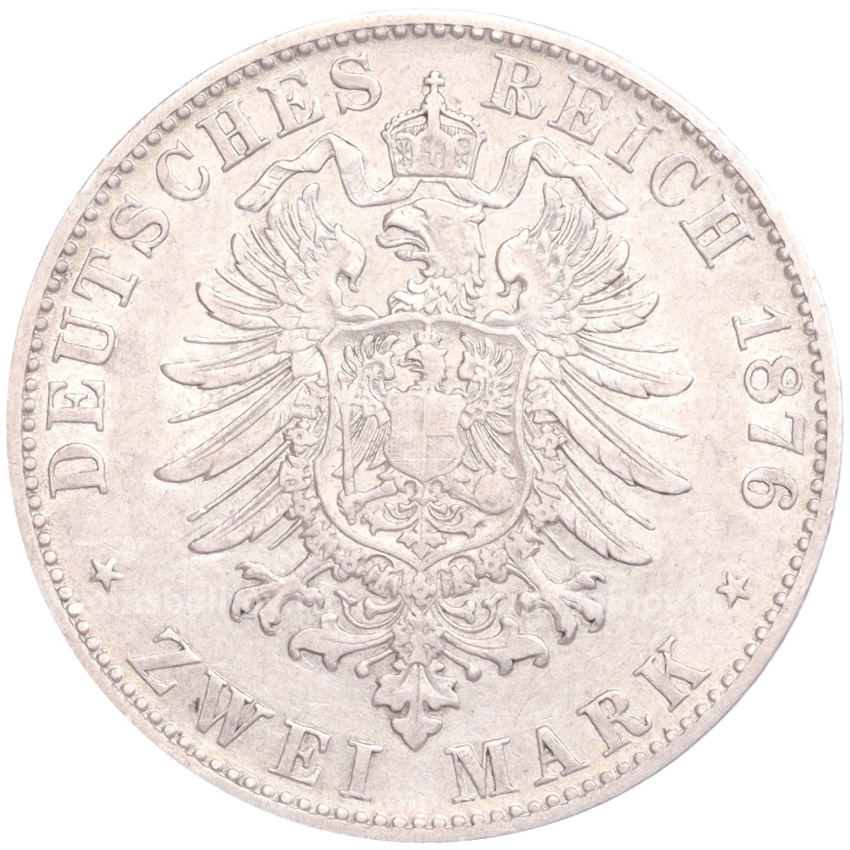 Монета 2 марки 1876 года D Германия (Бавария) (вид 2)