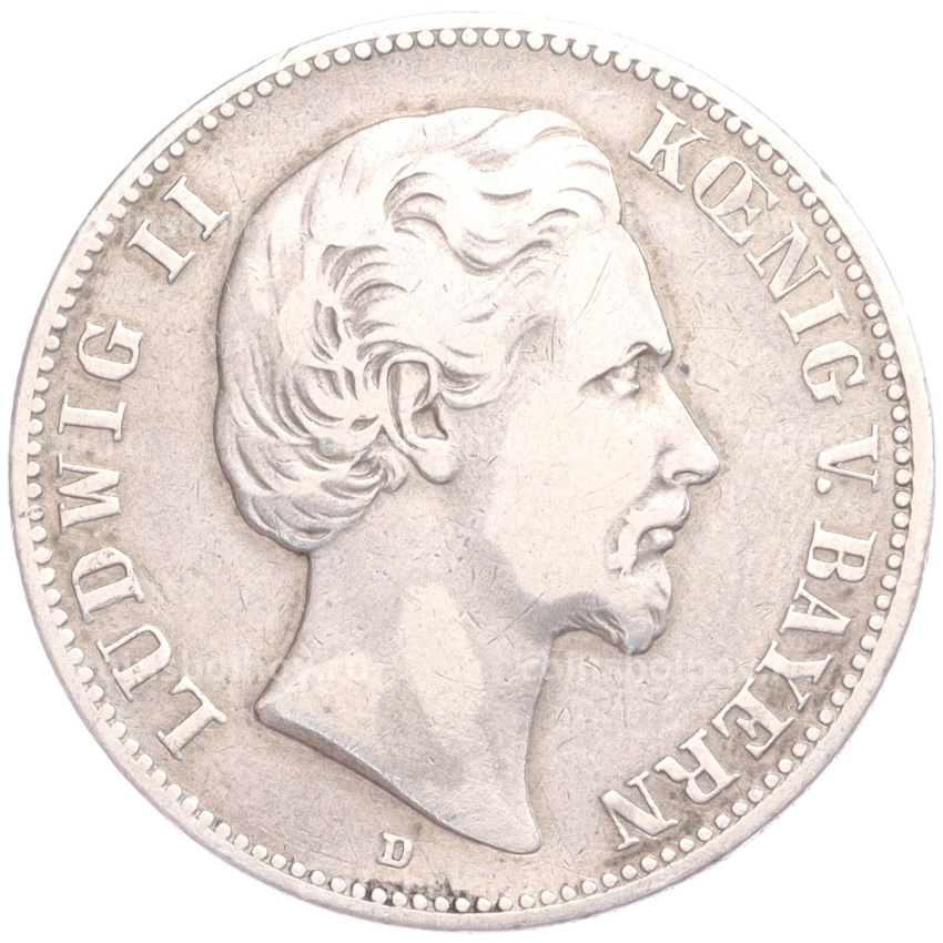 Монета 2 марки 1880 года D Германия (Бавария)