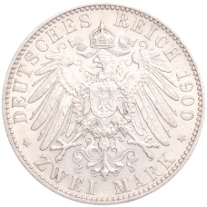 Монета 2 марки 1900 года Е Германия (Саксония) (реверс)