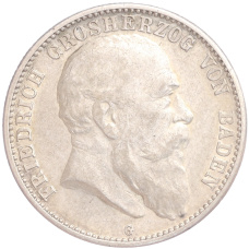 Монета 2  марки 1906 года G Германия (Баден) (аверс)