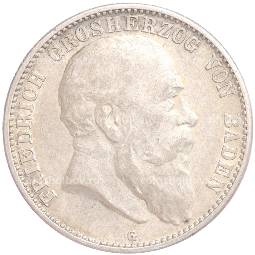 Монета 2  марки 1906 года G Германия (Баден)
