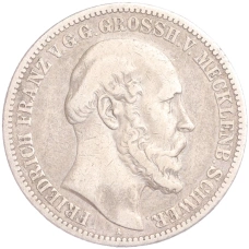 Монета 2 марки 1876 года A Германия (Мекленбург-Шверин) (аверс)