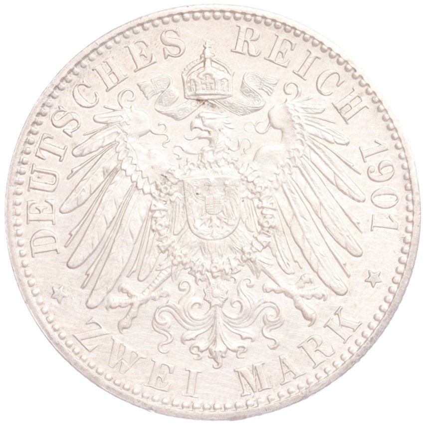 Монета 2 марки 1901 года Германия (Пруссия) «200 лет Пруссии» (вид 2)