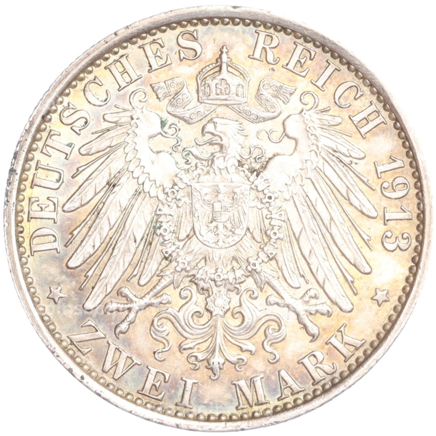 Монета 2 марки 1913 года A Германия (Пруссия) «25 лет правлению Вильгельма II» (вид 2)