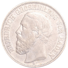 Монета 2 марки 1898 года G Германия (Баден) (аверс)