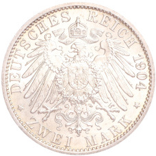 Монета 2 марки 1904 года Германия (Гессен) «400 лет со дня рождения Филиппа I Великодушного» (реверс)