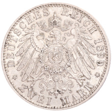 Монета 2 марки 1899 года D Германия (Бавария) (реверс)