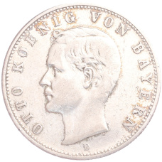 Монета 2 марки 1907 года D Германия (Бавария) (аверс)