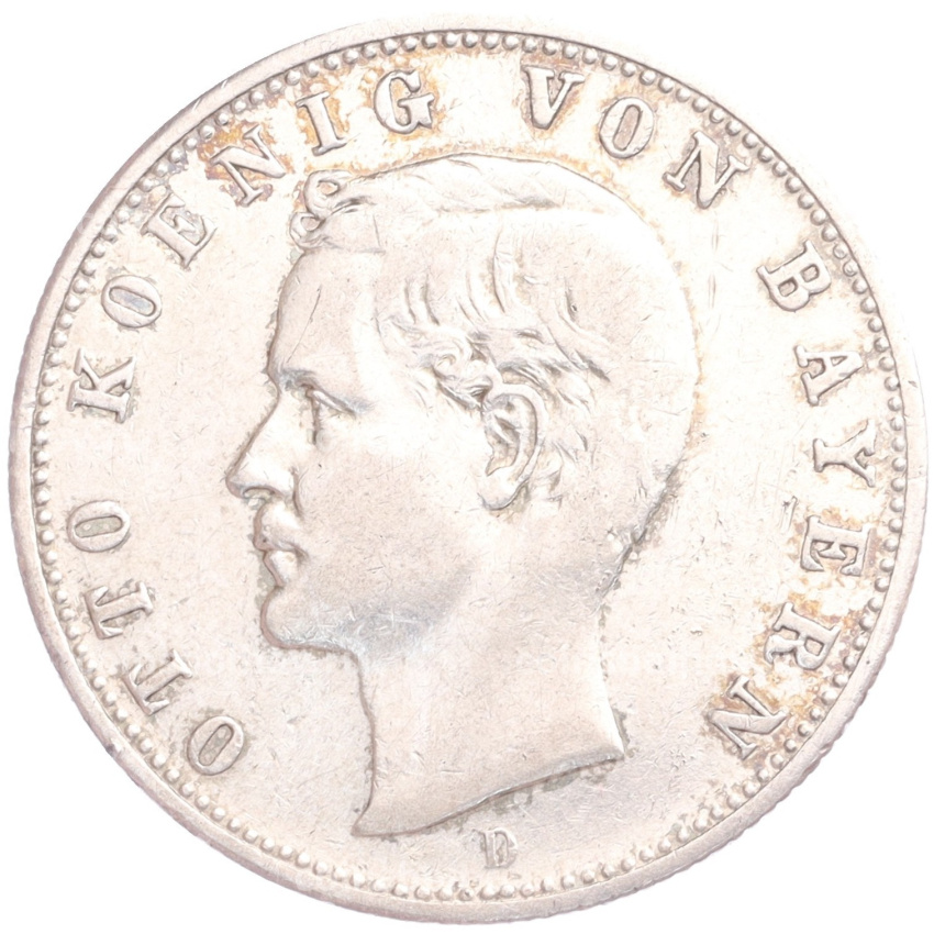 Монета 2 марки 1907 года D Германия (Бавария)