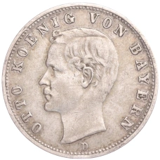 Монета 2 марки 1908 года D Германия (Бавария) (аверс)