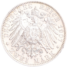 Монета 2 марки 1907 года D Германия (Бавария) (реверс)
