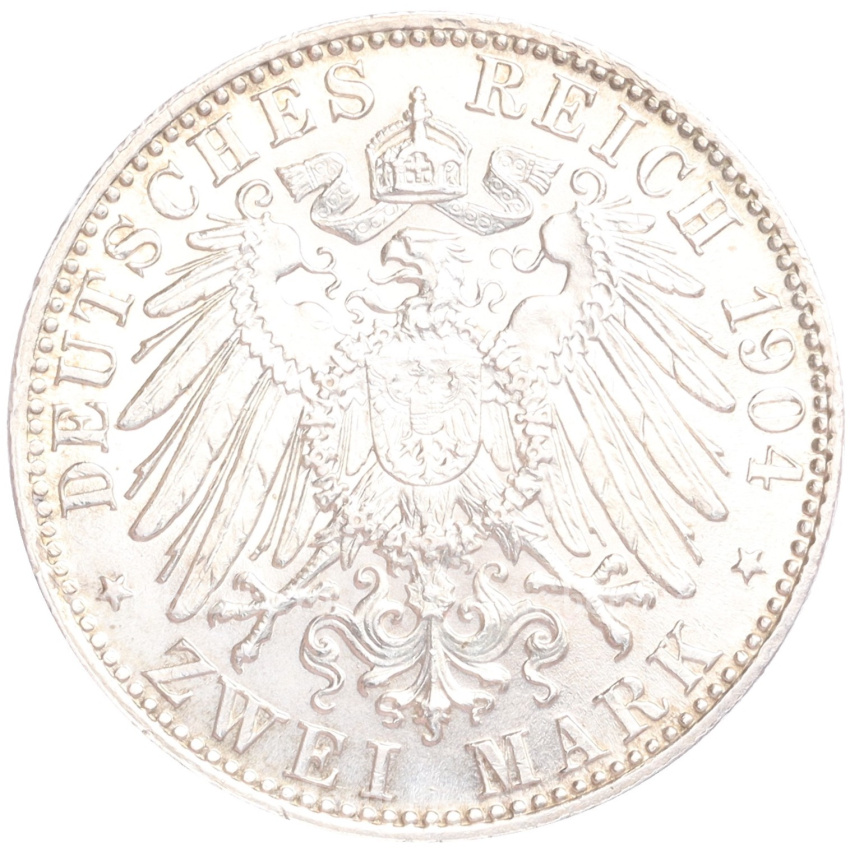 Монета 2 марки 1904 года D Германия (Бавария) (вид 2)