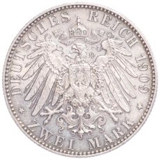 Монета 2 марки 1909 года Германия (Саксония) «500 лет Лейпцигскому университету» (реверс)