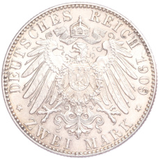 Монета 2 марки 1909 года Германия (Саксония) «500 лет Лейпцигскому университету» (реверс)