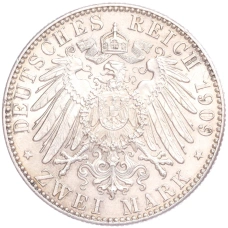 Монета 2 марки 1909 года Германия (Саксония) «500 лет Лейпцигскому университету» (реверс)