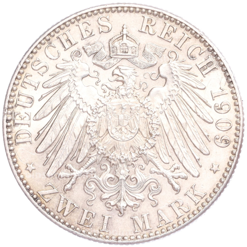 Монета 2 марки 1909 года Германия (Саксония) «500 лет Лейпцигскому университету» (вид 2)