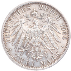 Монета 2 марки 1904 года Германия (Гессен) «400 лет со дня рождения Филиппа I Великодушного» (реверс)