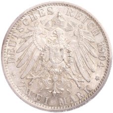 Монета 2 марки 1904 года A Германия (Мекленбург-Шверин) «Свадьба Герцога Фридриха Франца IV» (реверс)