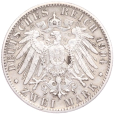 Монета 2 марки 1904 года F Германия (Вюртемберг) (реверс)
