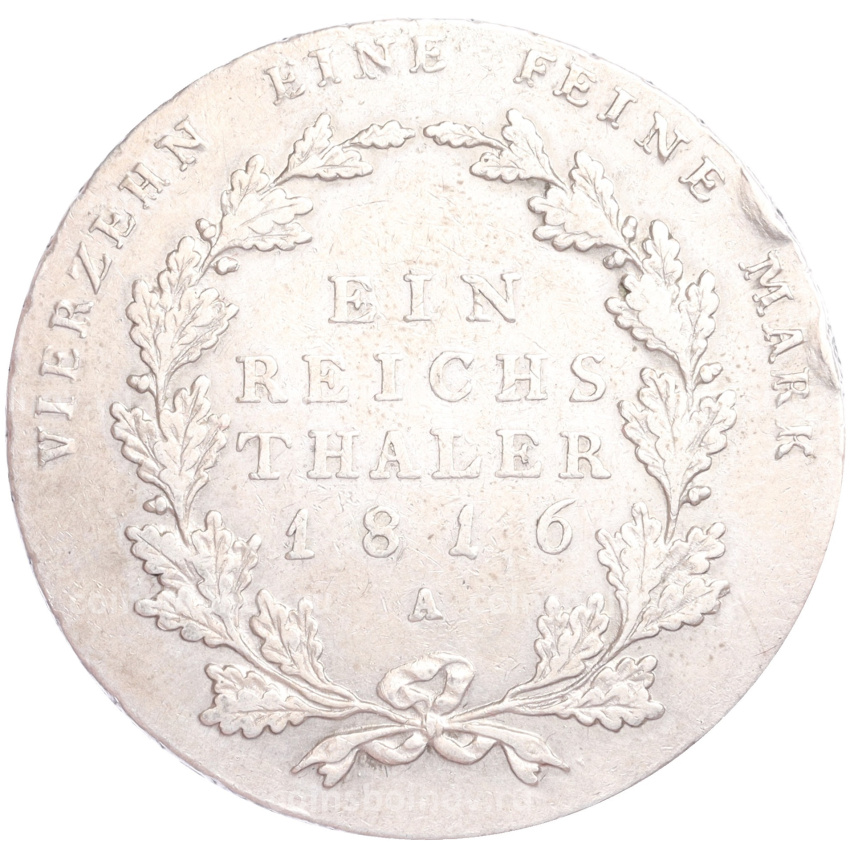 Монета 1 рейхсталер 1816 года A Пруссия (вид 2)