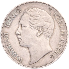 Монета 1 союзный талер 1862 года Вюртемберг (аверс)