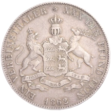 Монета 1 союзный талер 1862 года Вюртемберг (реверс)