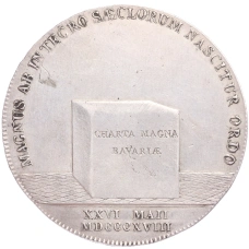 Монета 1 талер 1818 года Бавария «Предоставление Конституции Баварии» (аверс)