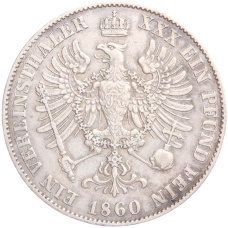 Монета 1 союзный талер 1860 года Пруссия (реверс)