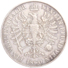 Монета 1 союзный талер 1860 года Пруссия (реверс)