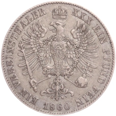 Монета 1 союзный талер 1860 года Пруссия (реверс)