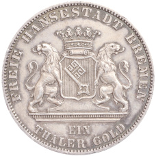 Монета 1 талер 1865 года B Бремен «Второй немецкий стрелковый фестиваль» (реверс)