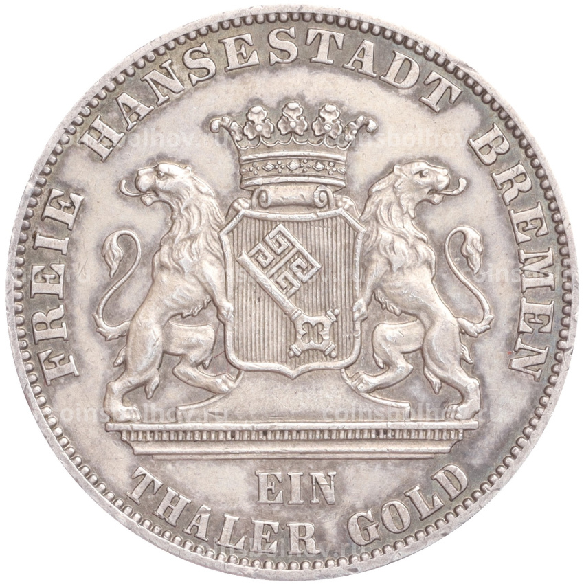 Монета 1 талер 1865 года B Бремен «Второй немецкий стрелковый фестиваль» (вид 2)