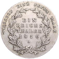 Монета 1 рейхсталер 1816 года A  Пруссия (реверс)