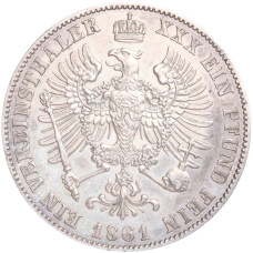 Монета 1 союзный талер 1861 года A Пруссия (реверс)