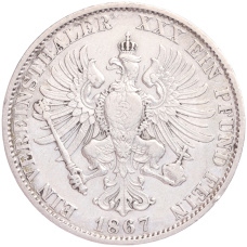 Монета 1 талер 1867 года А Пруссия (реверс)