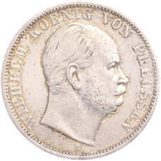 Монета 1 союзный талер 1867 года A Пруссия (аверс)