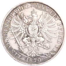 Монета 1 союзный талер 1870 года A Пруссия (реверс)