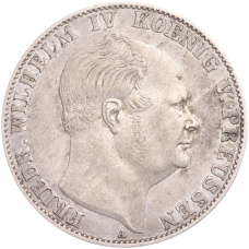 Монета 1 союзный талер 1858 года Пруссия (аверс)