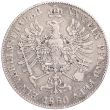 Монета 1 союзный талер 1860 года Пруссия (реверс)
