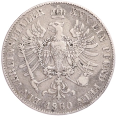 Монета 1 союзный талер 1860 года Пруссия (реверс)