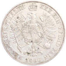 Монета 1 союзный талер 1860 года A Пруссия (реверс)