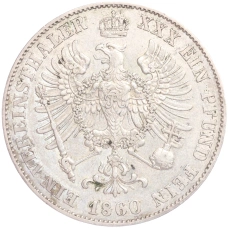Монета 1 союзный талер 1860 года A Пруссия (реверс)