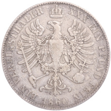 Монета 1 союзный талер 1860 года Пруссия (реверс)