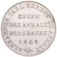 Монета 1 талер 1846 года A Ангальт-Бернбург (реверс)