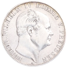 Монета 1 талер 1858 года Пруссия («Горный талер») (аверс)