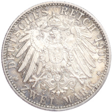 Монета 2 марки 1906 года  Германия (Баден) «50 лет свадьбе Фридриха I и Луизы Прусской» (реверс)