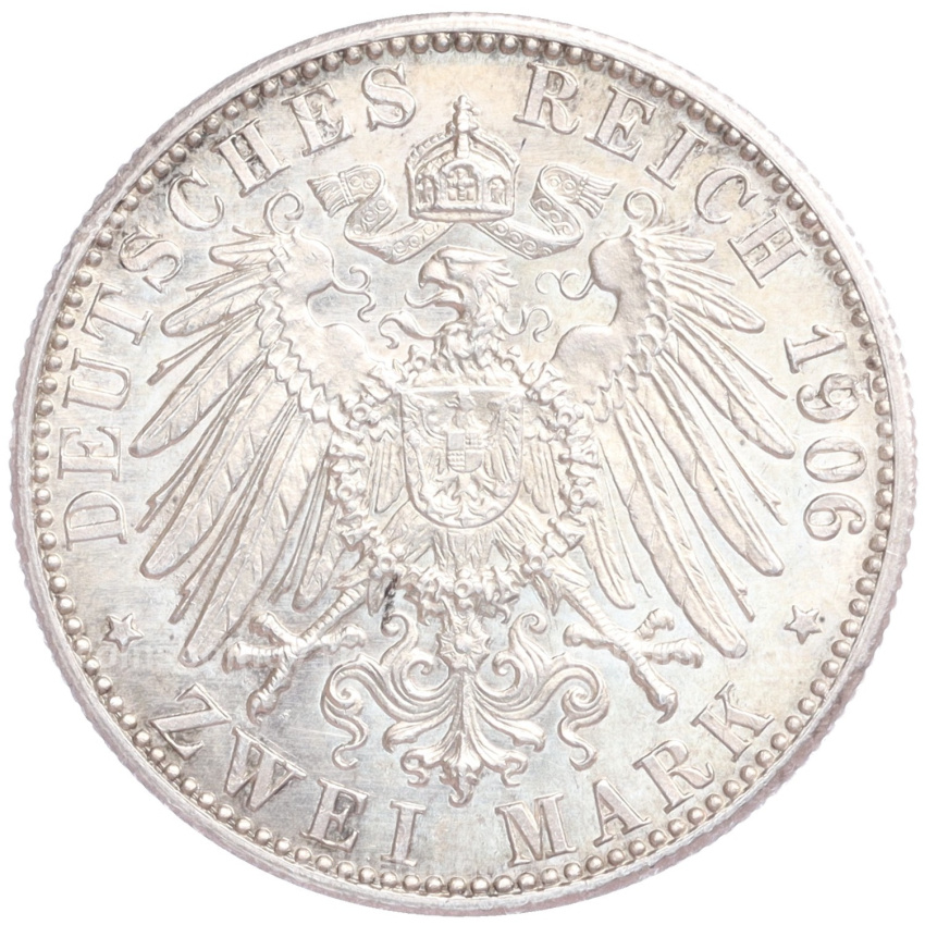 Монета 2 марки 1906 года  Германия (Баден) «50 лет свадьбе Фридриха I и Луизы Прусской» (вид 2)